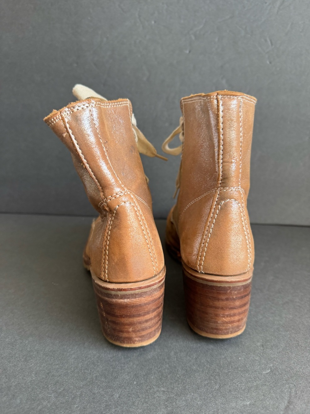 Frye Sabrina 6G Lace-up Boots Tan Metallic Fairycore Renfaire 7 - Picture 7 of 12